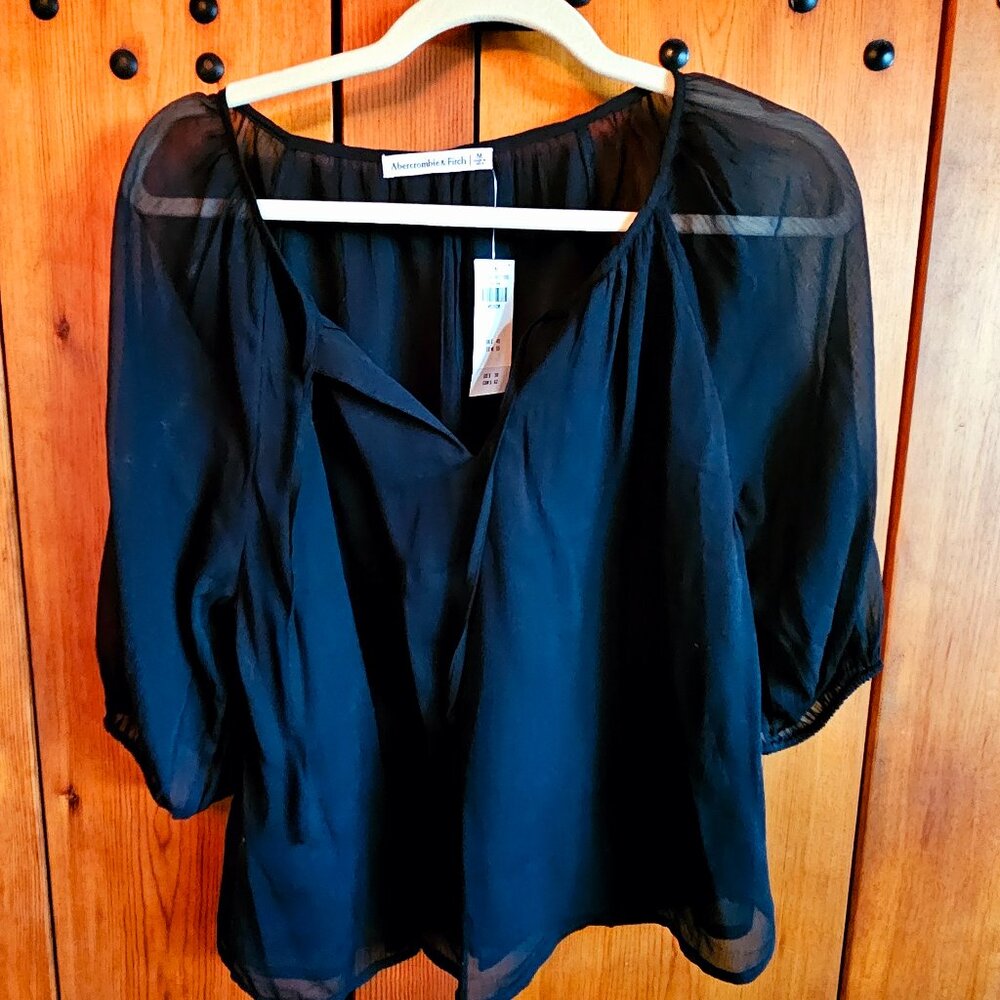 Abercrombie sheer black top NWT